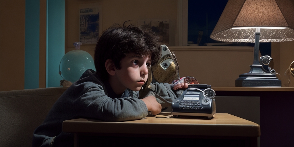 garoto telefone sala