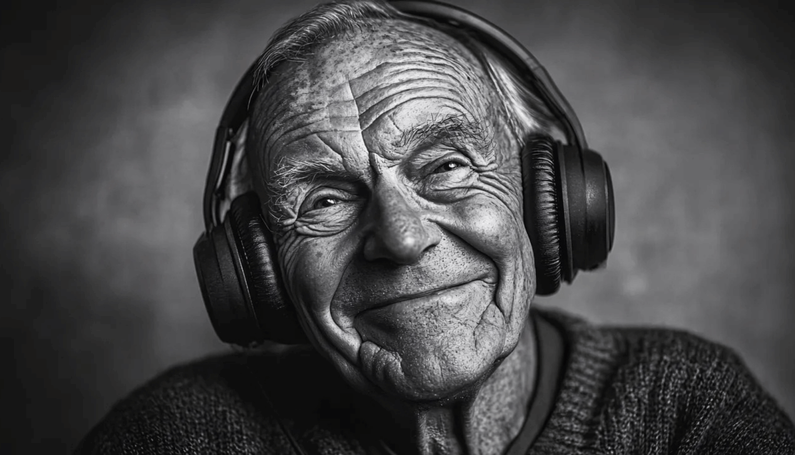 Idoso fone de ouvido