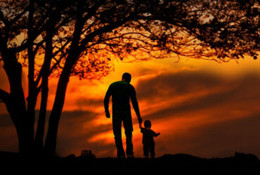 pai filho por do sol
