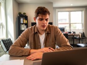 jovem laptop computador