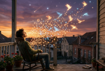 menino sonho pássaros luminosos