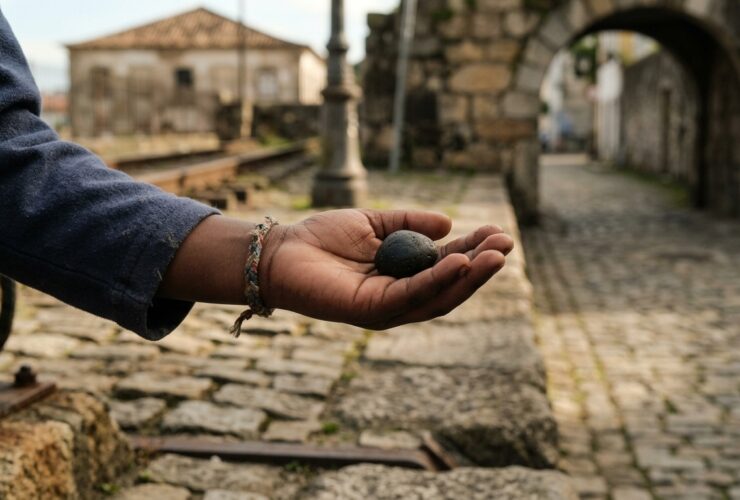 pedra criança negra mão