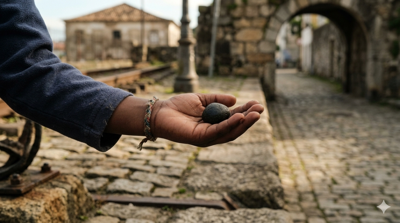 pedra criança negra mão
